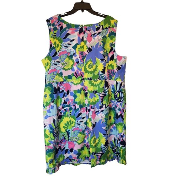 Talbots Bright Colorful Sleeveless Floral Sheath Ruffle Dress, 22W, Vacation Bea - Picture 3 of 7